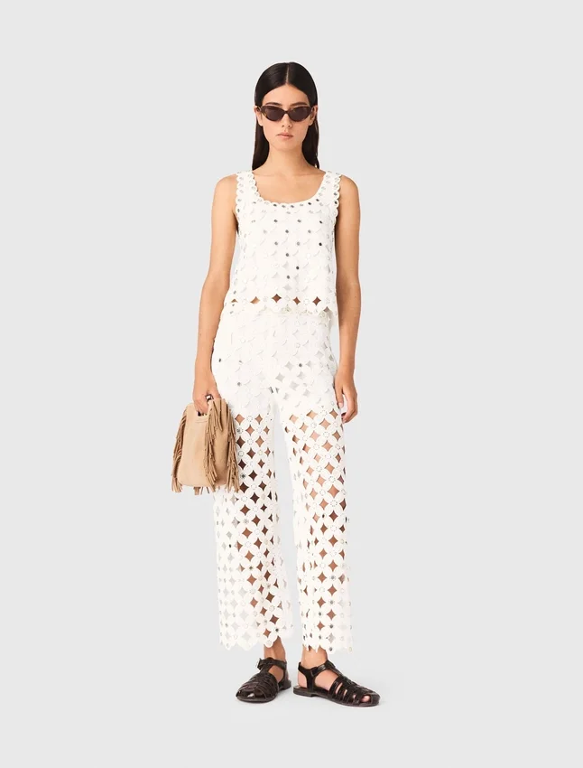 Crochet trousers with mirrors Crochet trousers with mirrors
