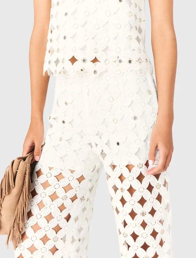 Crochet trousers with mirrors Crochet trousers with mirrors