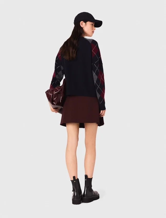 Cropped argyle pattern cardigan Cropped argyle pattern cardigan