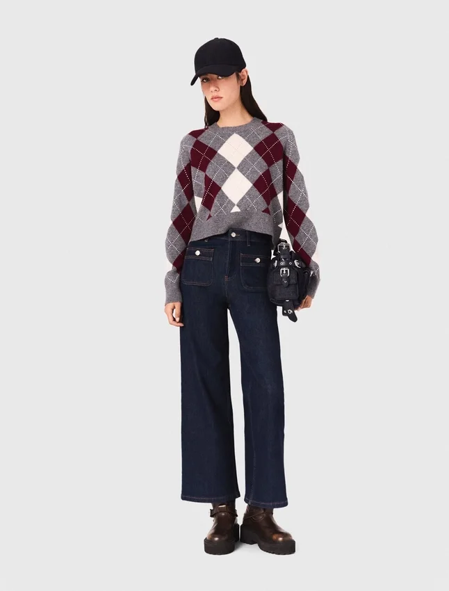 Cropped argyle pattern sweater Cropped argyle pattern sweater