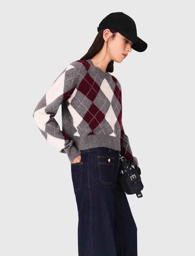 Cropped argyle pattern sweater Cropped argyle pattern sweater
