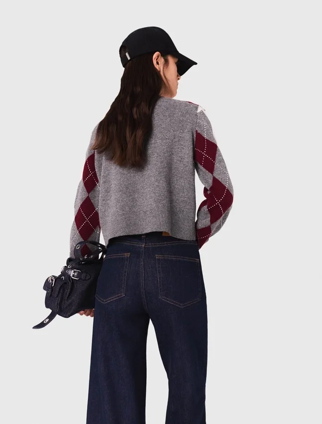 Cropped argyle pattern sweater Cropped argyle pattern sweater