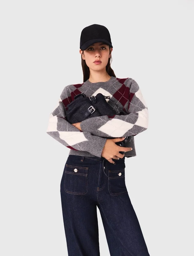 Cropped argyle pattern sweater Cropped argyle pattern sweater