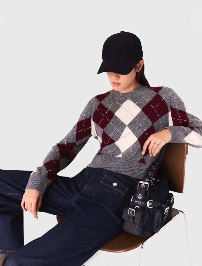 Cropped argyle pattern sweater Cropped argyle pattern sweater