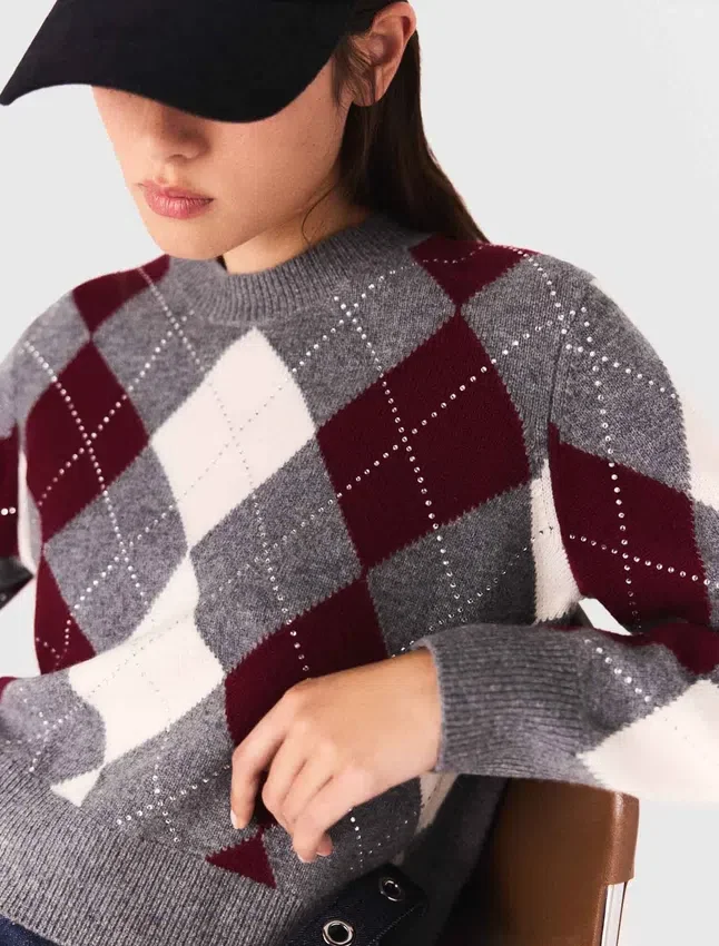 Cropped argyle pattern sweater Cropped argyle pattern sweater