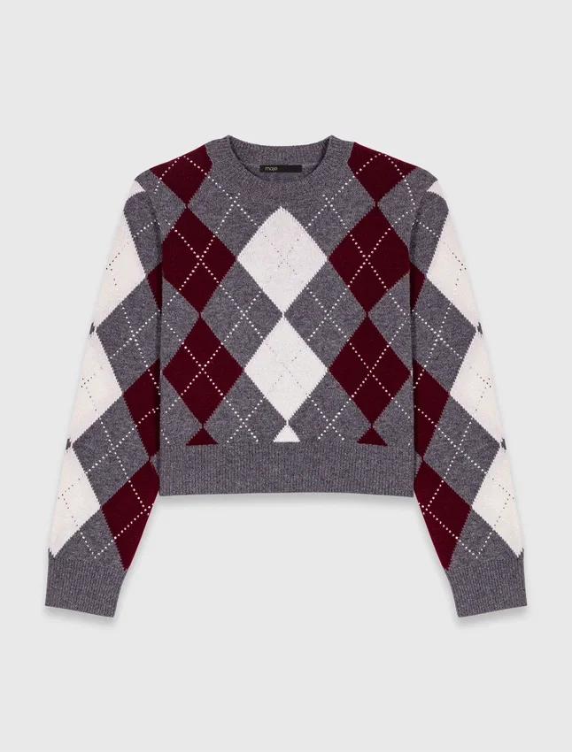 Cropped argyle pattern sweater Cropped argyle pattern sweater