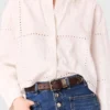 Cropped embroidered shirt