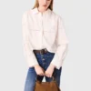 Cropped embroidered shirt