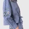 Cropped embroidered striped shirt