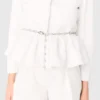 Cropped jacket with jewelled belt