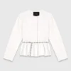 Cropped jacket with jewelled belt