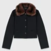 Cropped jacket with removable fur collar Cropped jacket with removable fur collar