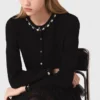 Cropped jewellery detail cardigan