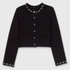 Cropped jewellery detail cardigan