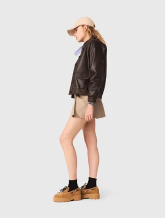 Cropped leather jacket