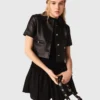 Cropped leather jacket