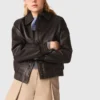 Cropped leather jacket