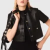 Cropped leather jacket