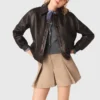 Cropped leather jacket
