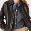 Cropped leather jacket