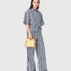 Cropped linen-blend shirt