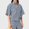 Cropped linen-blend shirt