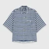 Cropped linen-blend shirt