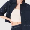 Cropped shirt with studs