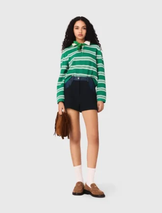 Cropped striped polo sweater