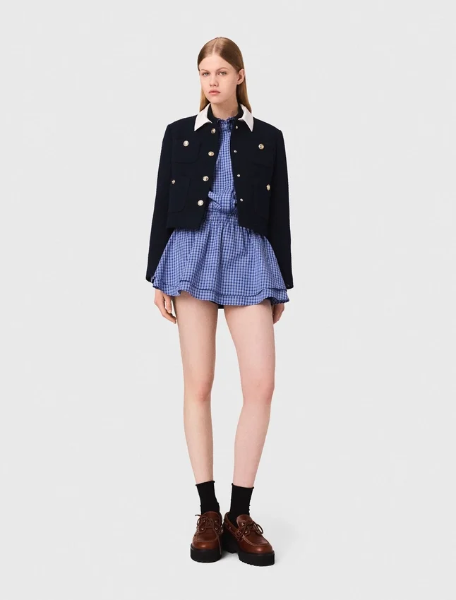 Cropped tweed jacket, removable collar Cropped tweed jacket, removable collar