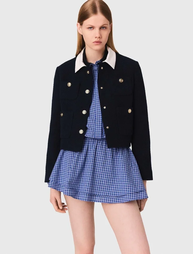 Cropped tweed jacket, removable collar Cropped tweed jacket, removable collar