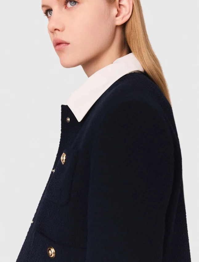 Cropped tweed jacket, removable collar Cropped tweed jacket, removable collar