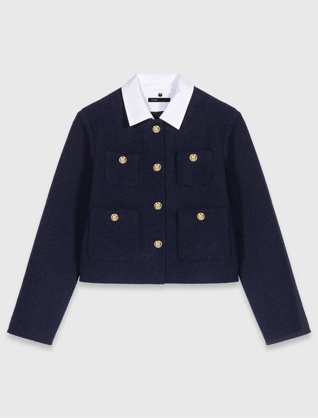 Cropped tweed jacket, removable collar Cropped tweed jacket, removable collar