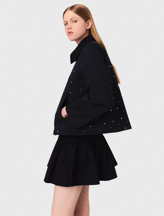 Cropped velvet collar jacket Cropped velvet collar jacket