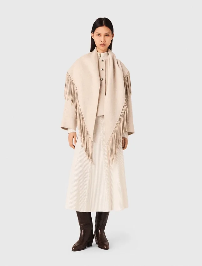 Cropped wool coat with removable scarf Cropped wool coat with removable scarf