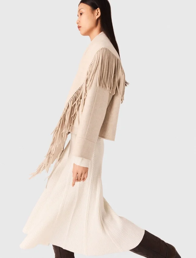 Cropped wool coat with removable scarf Cropped wool coat with removable scarf