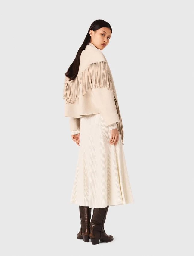 Cropped wool coat with removable scarf Cropped wool coat with removable scarf