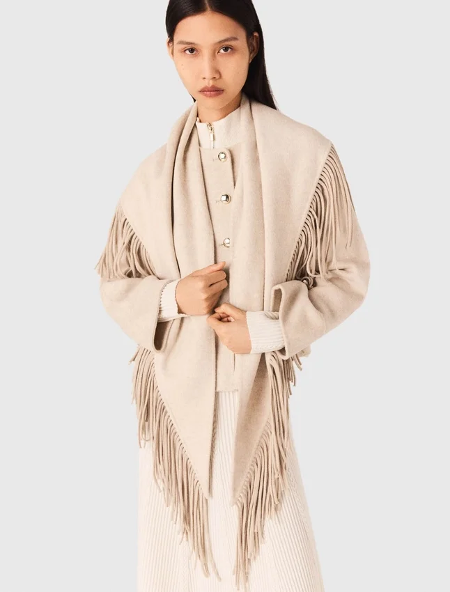 Cropped wool coat with removable scarf Cropped wool coat with removable scarf