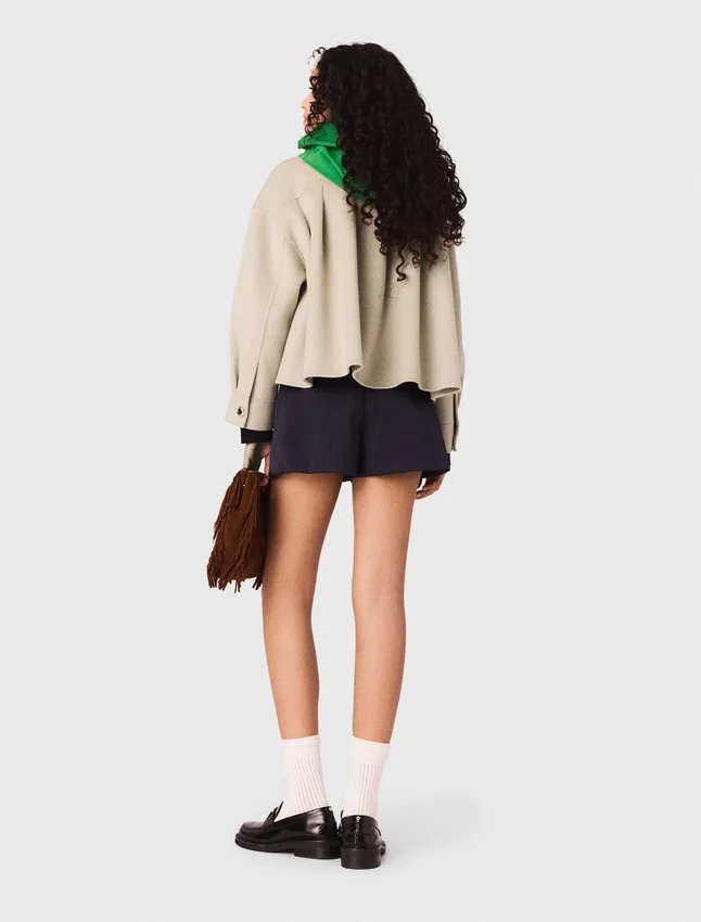 Cropped wool jacket with pleated back Cropped wool jacket with pleated back