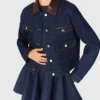 Denim jacket with faux leather