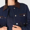 Denim jacket with faux leather