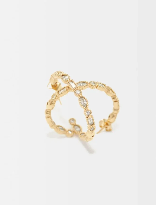Diamanté-embellished large hoop earrings Diamanté-embellished large hoop earrings