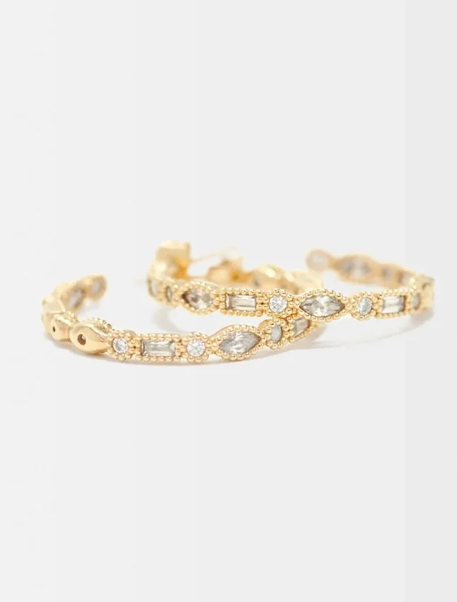Diamanté-embellished large hoop earrings Diamanté-embellished large hoop earrings