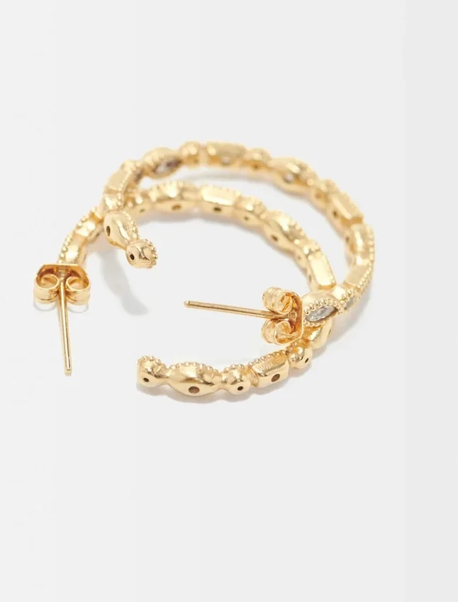 Diamanté-embellished large hoop earrings Diamanté-embellished large hoop earrings