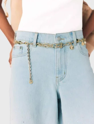 Double chain belt with charms