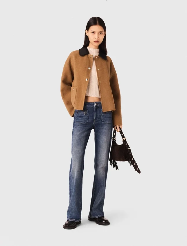 Double-faced coat with removable collar Double-faced coat with removable collar