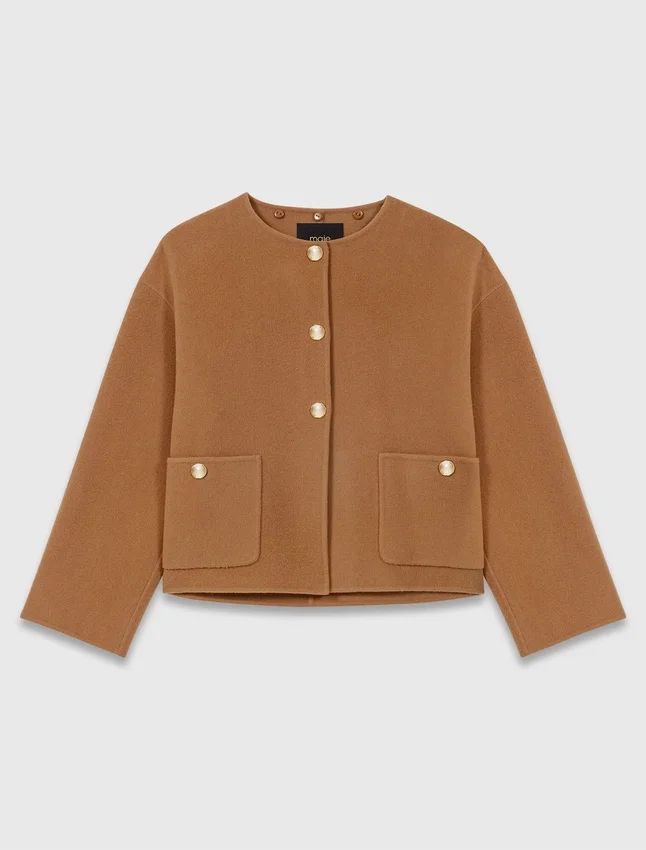 Double-faced coat with removable collar Double-faced coat with removable collar