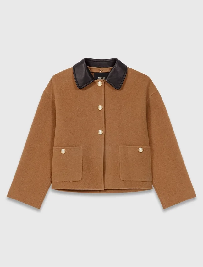 Double-faced coat with removable collar Double-faced coat with removable collar