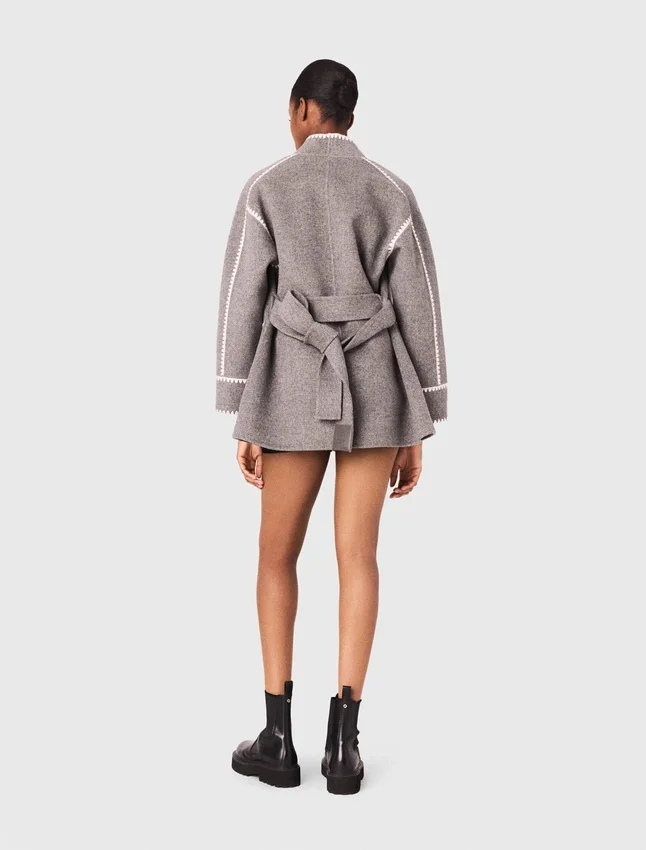 Double-faced coat with trim Double-faced coat with trim