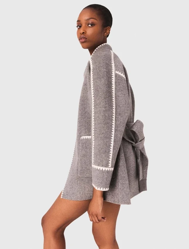 Double-faced coat with trim Double-faced coat with trim